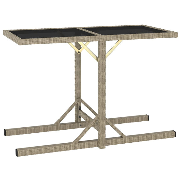 Beiger Gartentisch Mironela 110x53x72cm (Glas und Polyrattan)