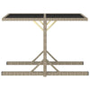 Beiger Gartentisch Mironela 110x53x72cm (Glas und Polyrattan)