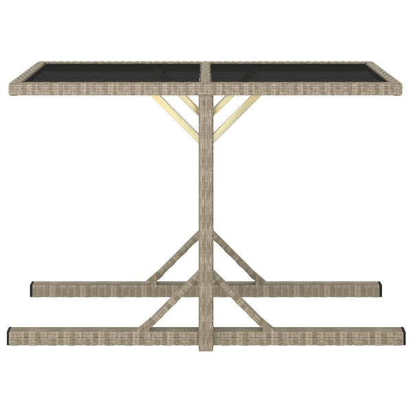 Beiger Gartentisch Mironela 110x53x72cm (Glas und Polyrattan)