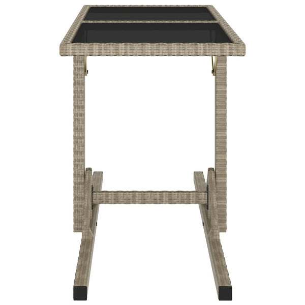 Beiger Gartentisch Mironela 110x53x72cm (Glas und Polyrattan)