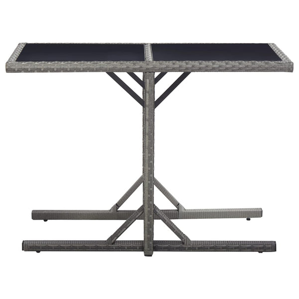 Anthrazitfarbener Gartentisch Mironela 110x53x72cm (Glas und Polyrattan)