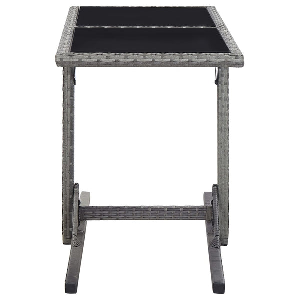 Anthrazitfarbener Gartentisch Mironela 110x53x72cm (Glas und Polyrattan)