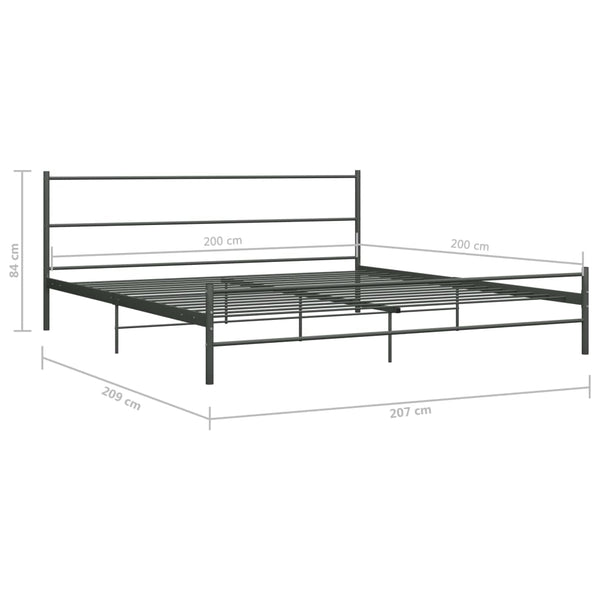 Graues Bettgestell Harrold 200x200cm (Metall)