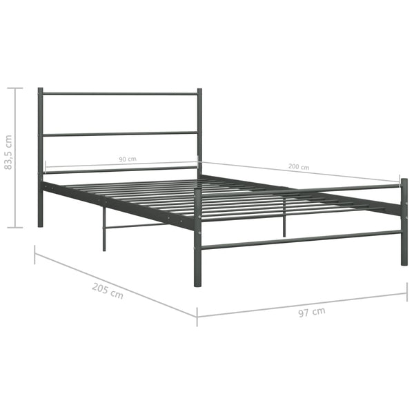 Graues Bettgestell Gatia 90x200cm (Metall)