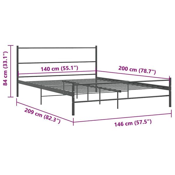 Grauer Bettrahmen Gatian 140x200cm (Metall)