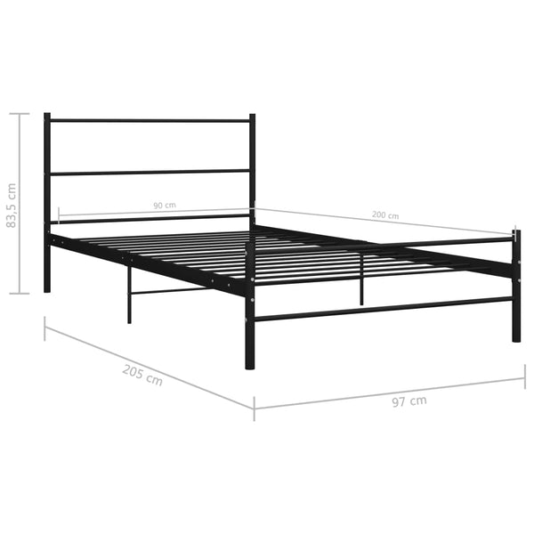 Schwarzes Bettgestell Gatian 90x200cm (Metall)
