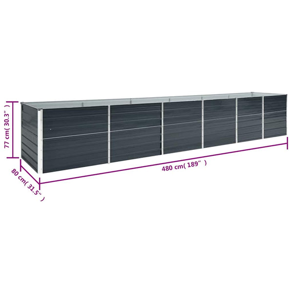 Anthrazitfarbenes Hochbeet Ghirghina 480x80x77cm (verzinkter Stahl)