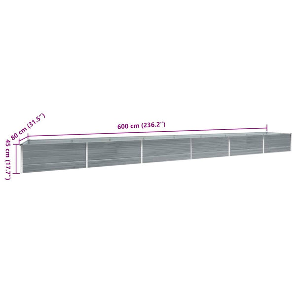 Graues Hochbeet Hareclia 600x80x45cm (verz. Stahl)