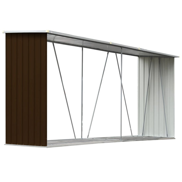 Brauner Holzschuppen verzinkter Stahl Stoleru 330x84x152cm