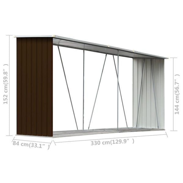 Brauner Holzschuppen verzinkter Stahl Stoleru 330x84x152cm