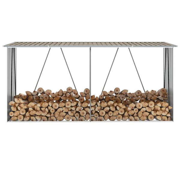 Brauner Holzschuppen verzinkter Stahl Stoleru 330x84x152cm