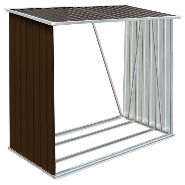Brauner Holzschuppen verzinkter Stahl Bietu 163x83x154cm