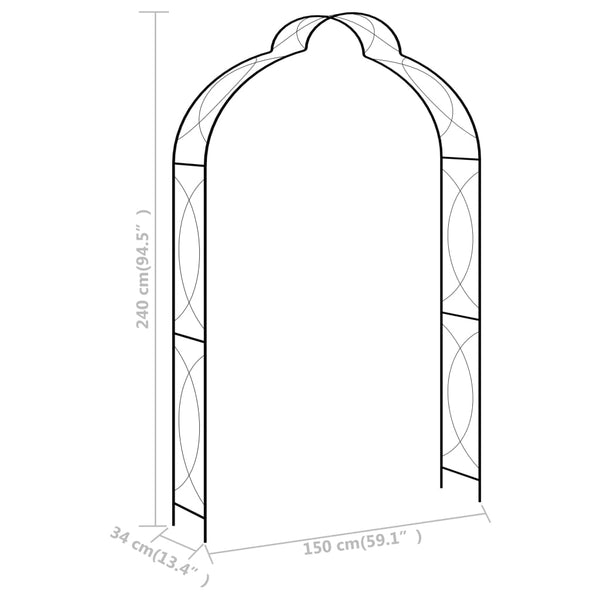 Schwarzer Gartenbogen Karll 150x34x240cm (Eisen)