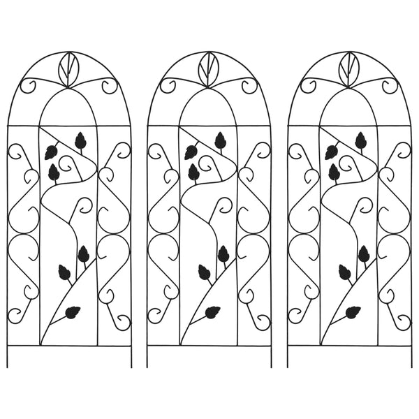 Meluzina mustat kasvitelineet 40x100cm (3 kpl rautaa)