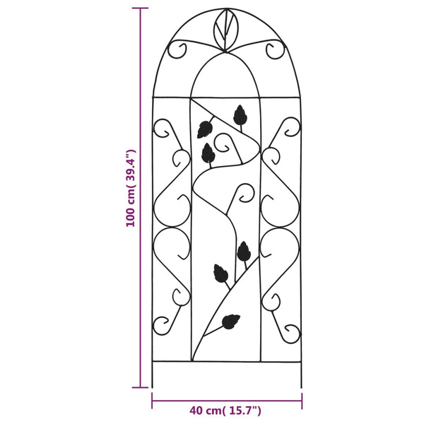 Meluzina mustat kasvitelineet 40x100cm (3 kpl rautaa)
