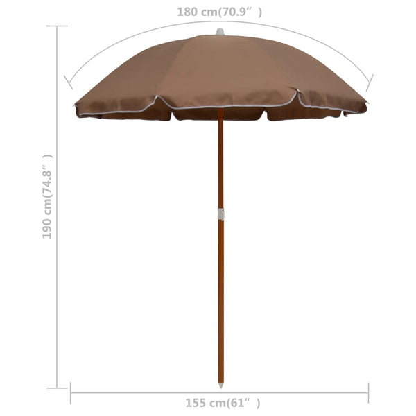 Braungrauer Sonnenschirm mit Stahlstange Ralph 180cm