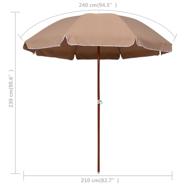 Braungrauer Sonnenschirm Stahlmast Ralph 240cm