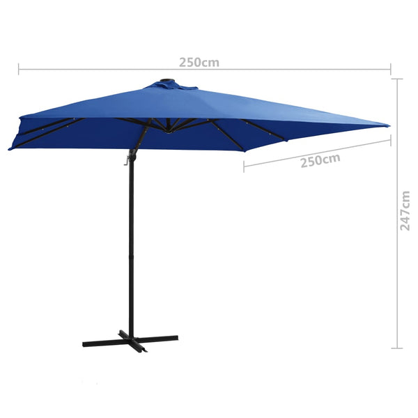 Sonnenschirm blau Cantilever LED/Stahlmast Carleto 250x250cm