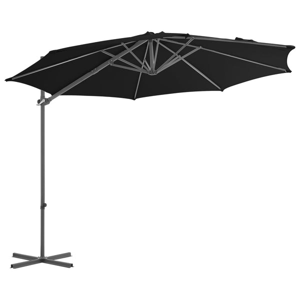 Musta riippuva aurinkovarjo teräspylväällä Micuta 300cm