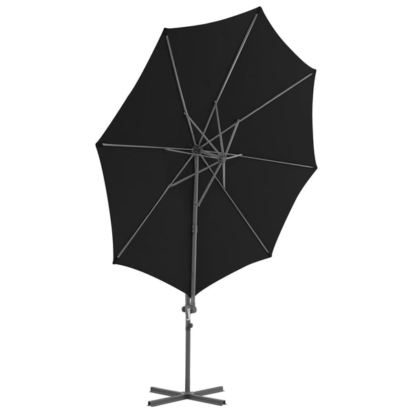 Musta riippuva aurinkovarjo teräspylväällä Micuta 300cm