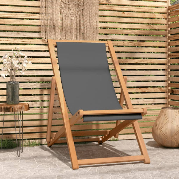 Grauer klappbarer Strandstuhl Gulver (Teak)
