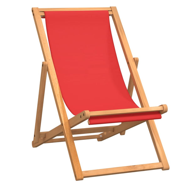 Gulver roter klappbarer Strandstuhl (Teakholz)