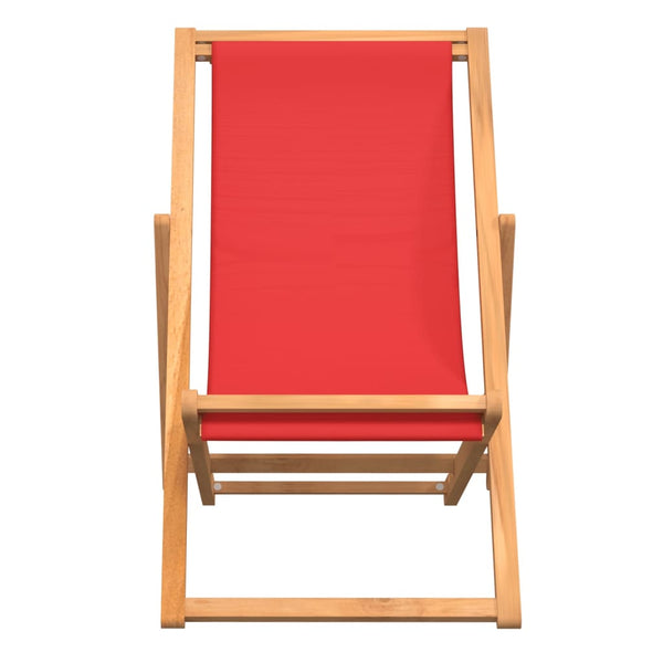 Gulver roter klappbarer Strandstuhl (Teakholz)
