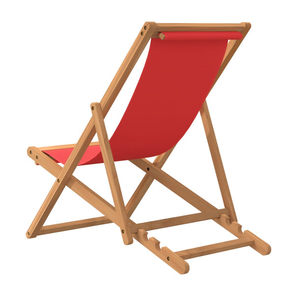 Gulver roter klappbarer Strandstuhl (Teakholz)
