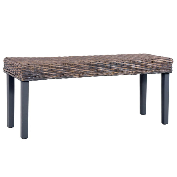 Harmaa penkki Quinton 110cm (luonnollinen kubu-rottinki/mangopuu)
