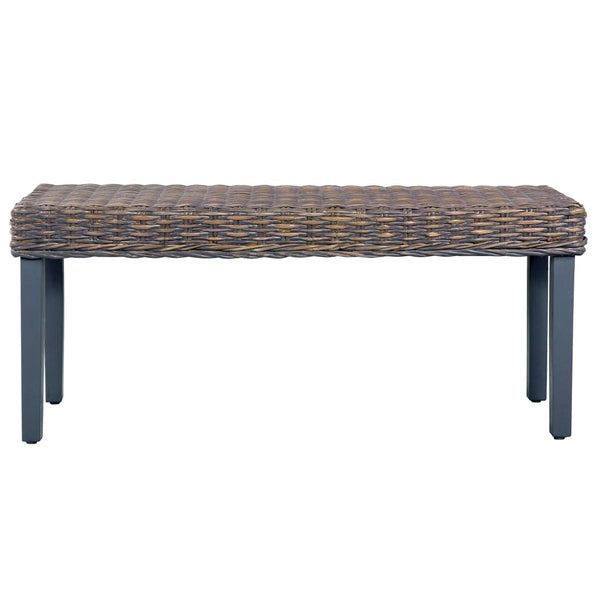 Harmaa penkki Quinton 110cm (luonnollinen kubu-rottinki/mangopuu)