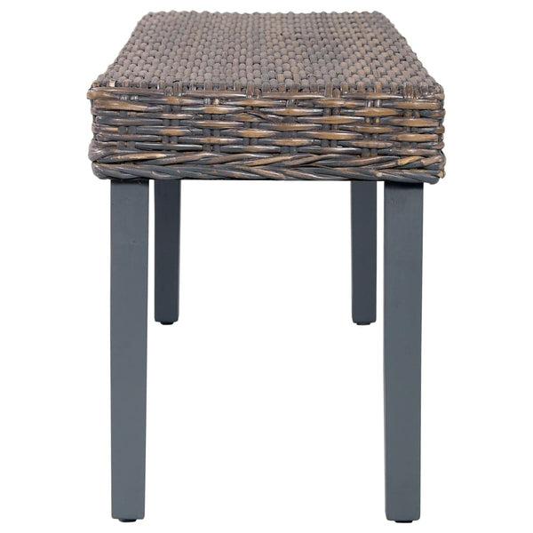 Harmaa penkki Quinton 110cm (luonnollinen kubu-rottinki/mangopuu)