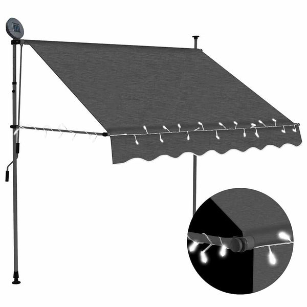 Antrasiitti sisäänkelattava markiisi led-valoilla Levente 150cm