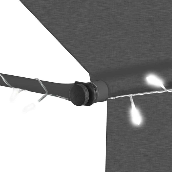 Anthrazitfarbene Kassettenmarkise mit LED-Beleuchtung Levente 200cm