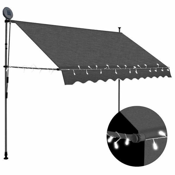 Antrasiitti sisäänkelattava markiisi led-valoilla Levente 300cm