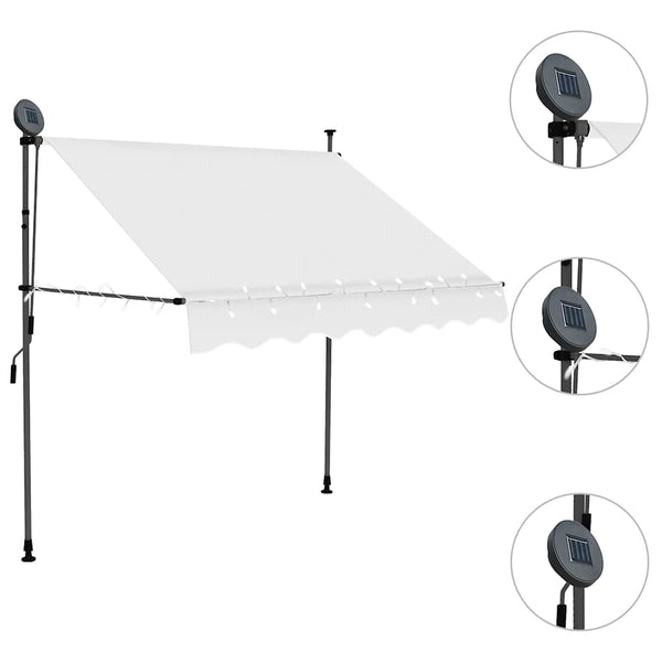 Creme Gelenkarmmarkise mit LED-Beleuchtung Levente 150cm