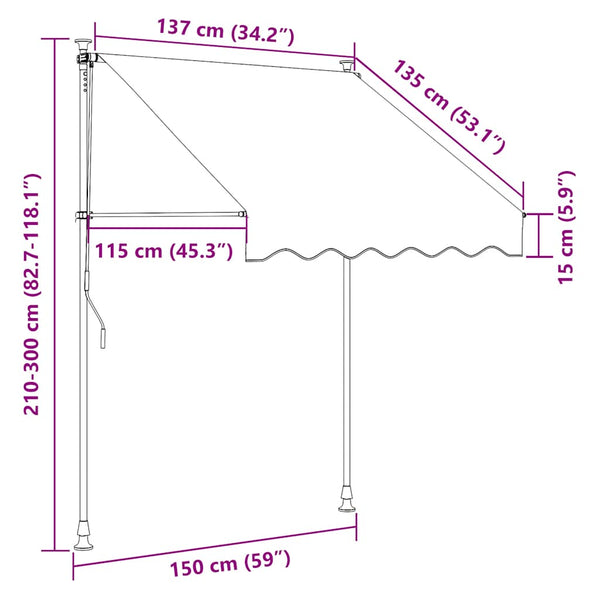 Creme Gelenkarmmarkise mit LED-Beleuchtung Levente 150cm