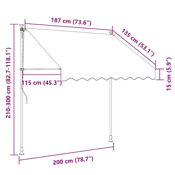 Kerma sisäänkelattava markiisi led-valoilla Levente 200cm