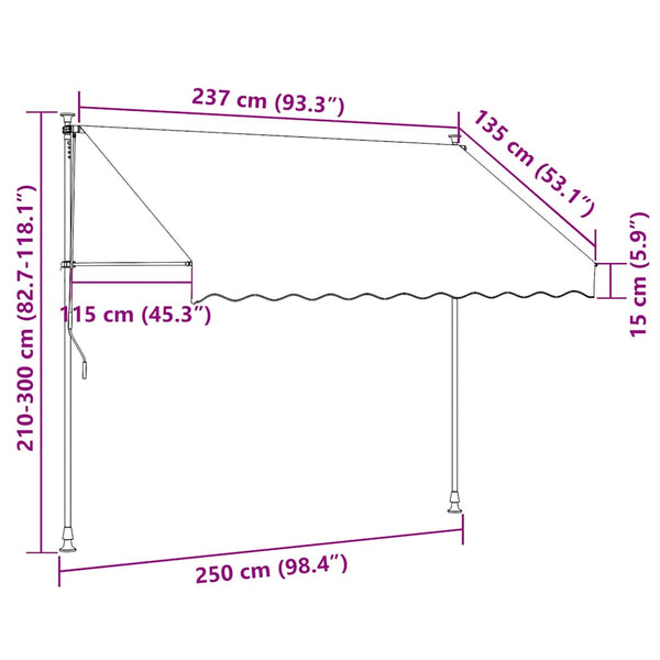 Kerma sisäänkelattava markiisi led-valoilla Levente 250cm