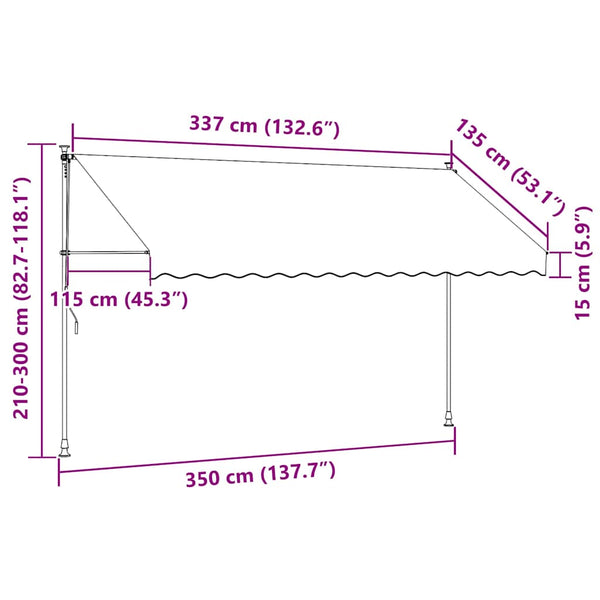Kerma sisäänkelattava markiisi led-valoilla Levente 350cm