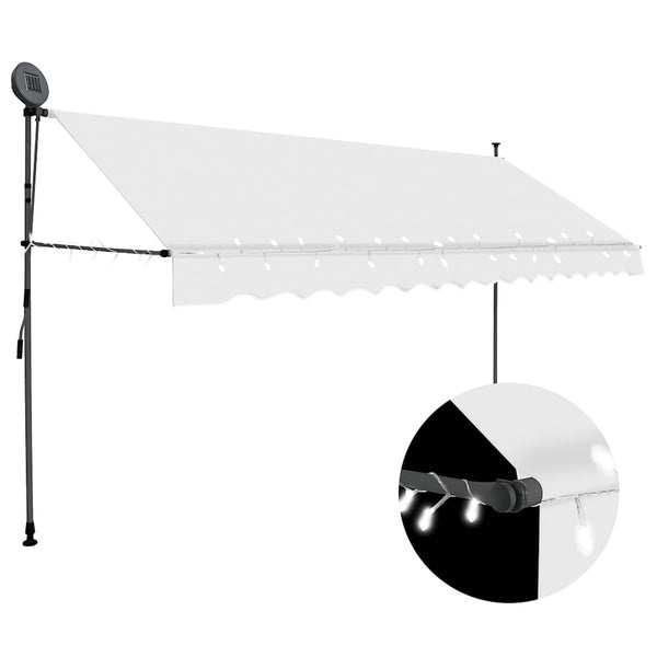 Cremefarbene Kassettenmarkise mit LED-Beleuchtung Levente 400cm