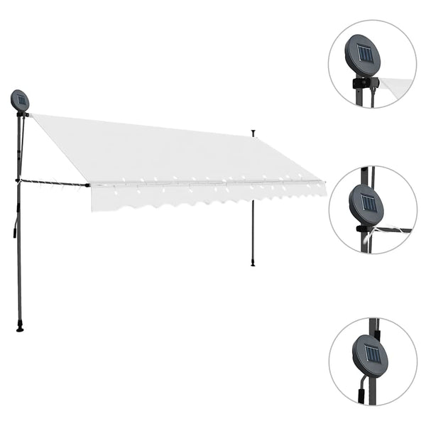 Cremefarbene Kassettenmarkise mit LED-Beleuchtung Levente 400cm