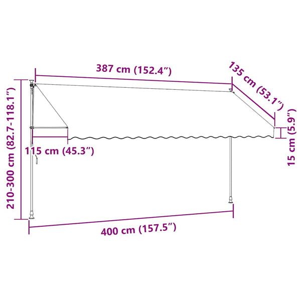 Cremefarbene Kassettenmarkise mit LED-Beleuchtung Levente 400cm