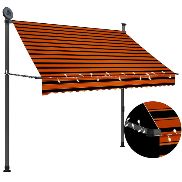 Orange-braune Kassettenmarkise mit LED-Beleuchtung Levente 200cm