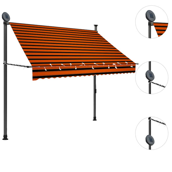 Orange-braune Kassettenmarkise mit LED-Beleuchtung Levente 200cm