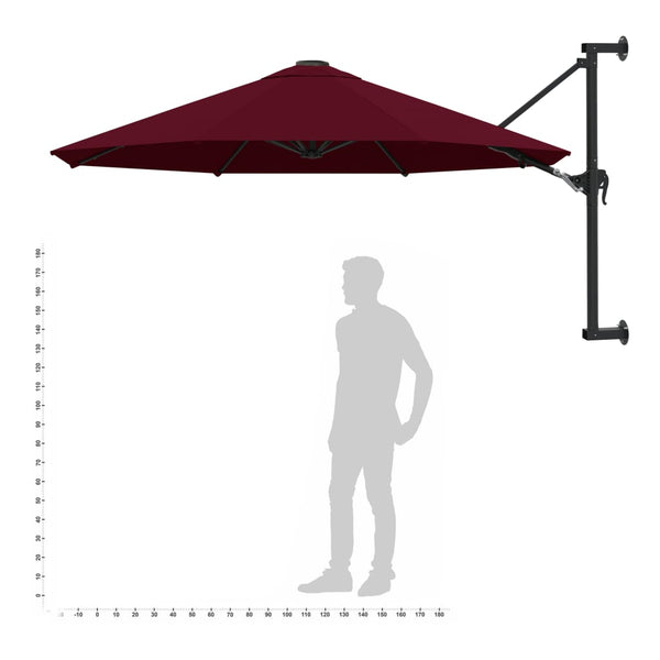 Roter Wandsonnenschirm mit Metallstange Aitan 300cm