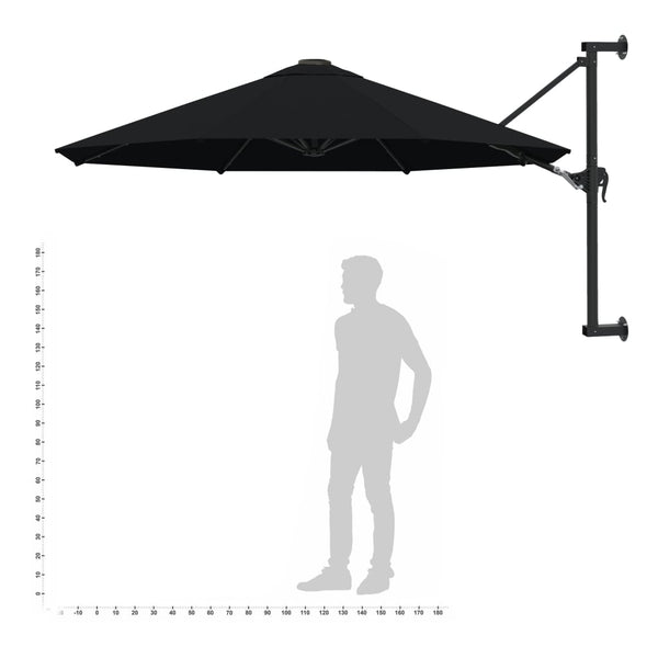Schwarzer Sonnenschirm zur Wandmontage Aita 300cm (Metallmast)