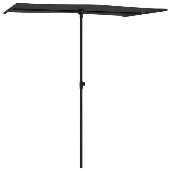 Schwarzer Sonnenschirm Aluminiumstange Candidia 180x110cm