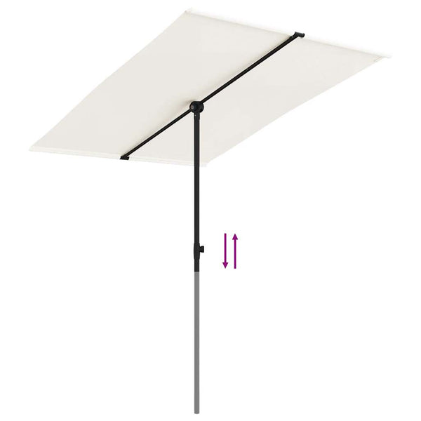 Sandweißer Sonnenschirm mit Aluminiumstange Candidia 2x1,5 m