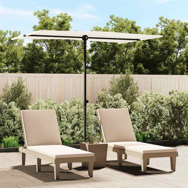 Sandweißer Sonnenschirm mit Aluminiumstange Candidia 2x1,5 m