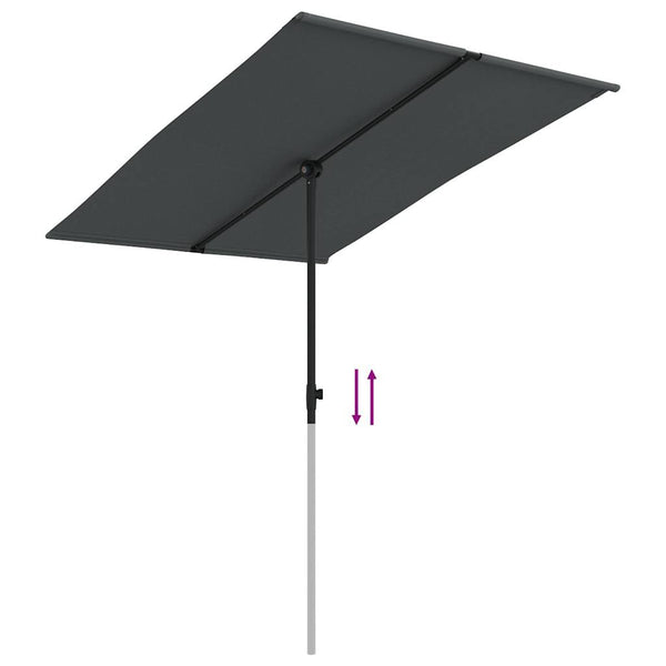 Anthrazitfarbener Sonnenschirm Aluminiumstange Candidia 2x1,5 m